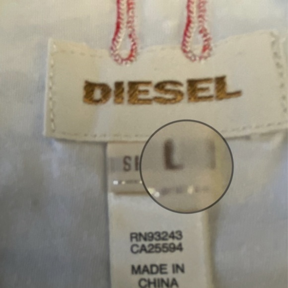 Diesel BLU/WHT Striped Tee, L Winter Sale - Picture 3 of 4